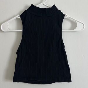 Zara Black Ribbed Sleeveless Top
